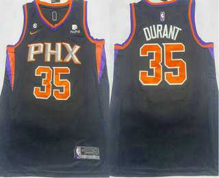 Men%27s Phoenix Suns #35 Kevin Durant Black 6 Patch Sponsor Icon Swingman Jersey->san antonio spurs->NBA Jersey